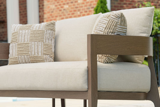 Serene Bay - Dark Brown / White - Loveseat With Cushion - Hornell Furniture Outlet