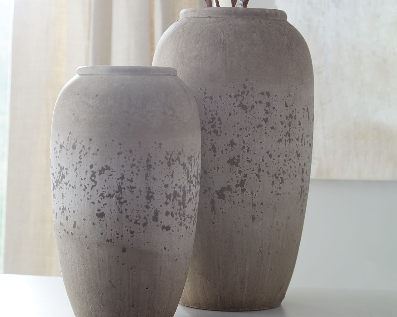 Dimitra - Brown / Cream - Vase Set (Set of 2) - Hornell Furniture Outlet