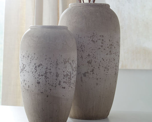 Dimitra - Brown / Cream - Vase Set (Set of 2) - Hornell Furniture Outlet