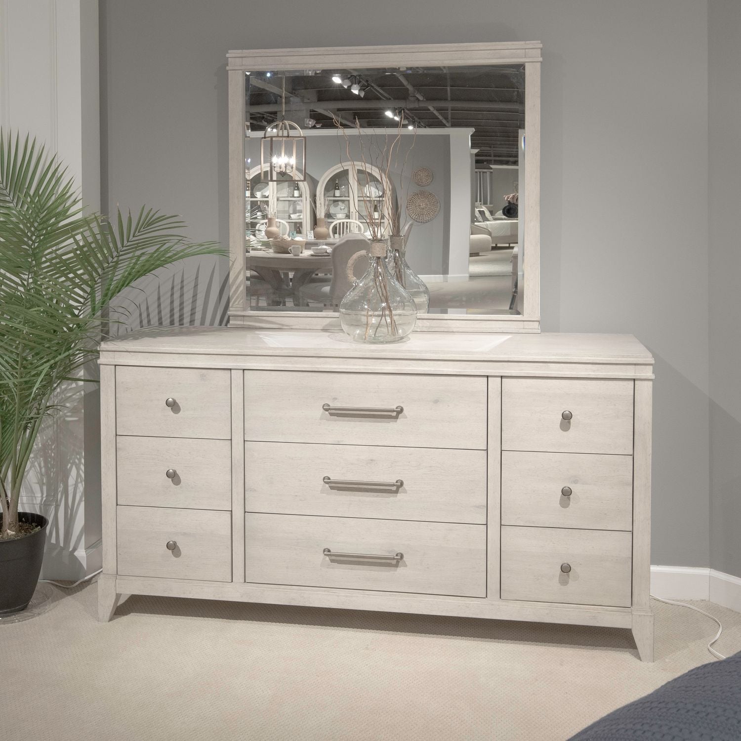 New Haven - Dresser & Mirror - White - Hornell Furniture Outlet