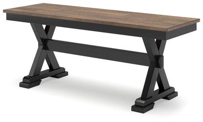Wildenauer - Brown / Black - Large Dining Room Bench - Hornell Furniture Outlet