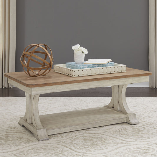 Farmhouse Reimagined - 3 Piece Table Set (1 Cocktail 2 End Tables) - White - Hornell Furniture Outlet