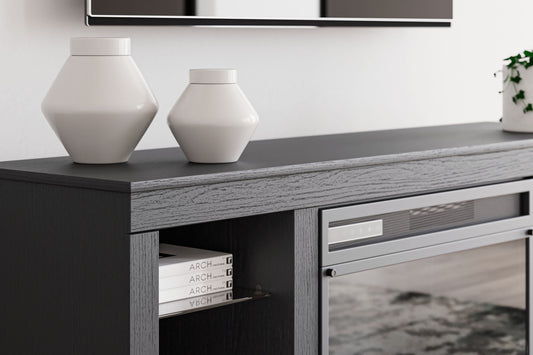 Cayberry - Black - TV Stand With Fireplace - Hornell Furniture Outlet