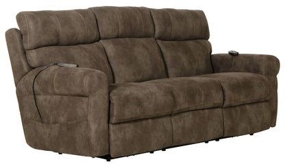 Tranquility - Power Headrest Power Lay Flat Reclining Sofa With DDT / CR3 Heat / Massage / Lumbar - Pewter - Hornell Furniture Outlet