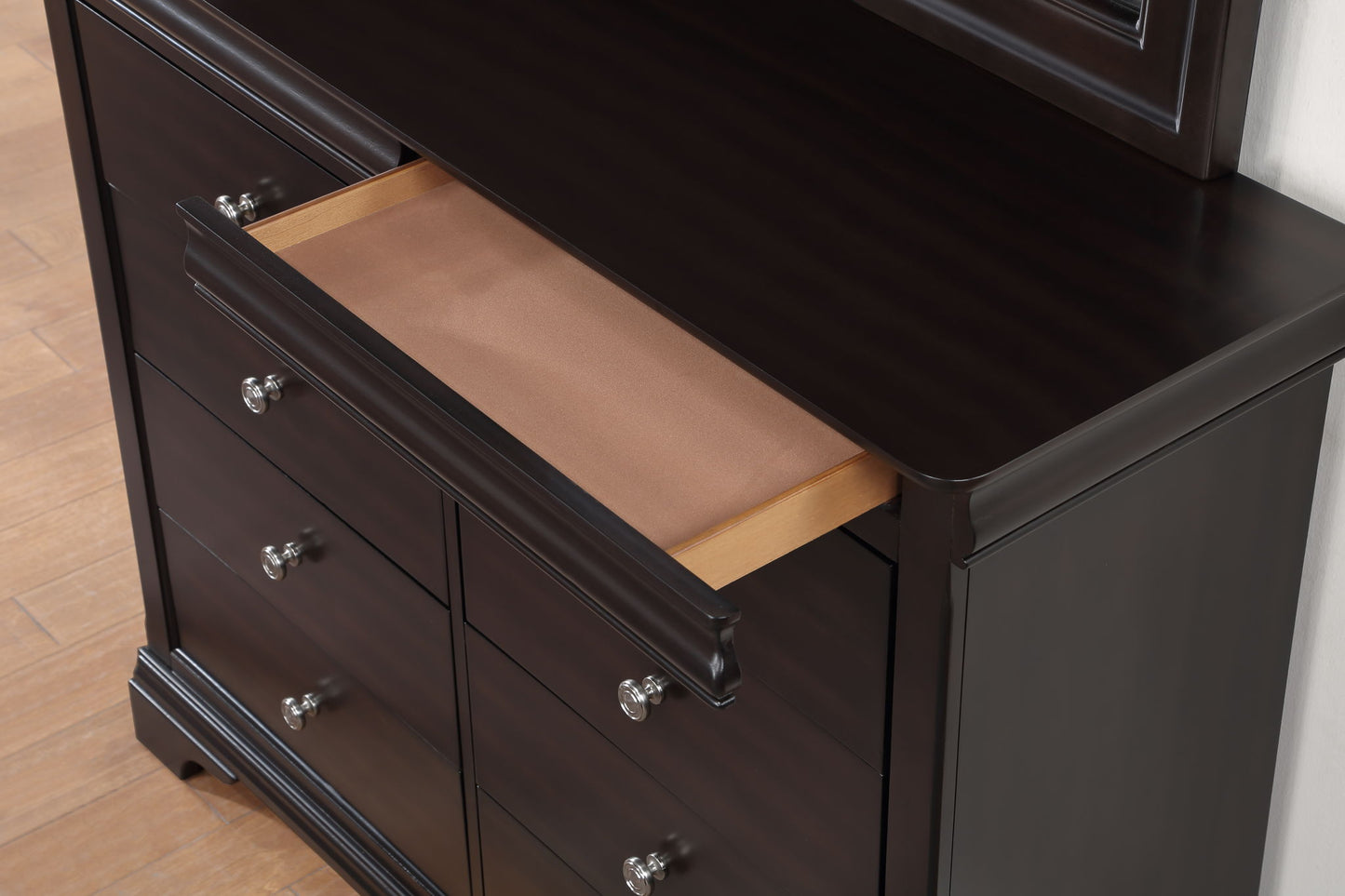 Dominique - 2 Piece Dresser And Mirror - Dark Brown - Hornell Furniture Outlet