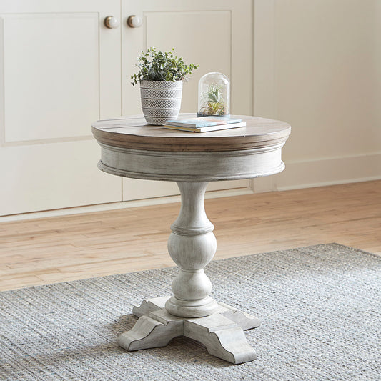 Heartland - Round Pedestal Chair Side Table - White - Hornell Furniture Outlet