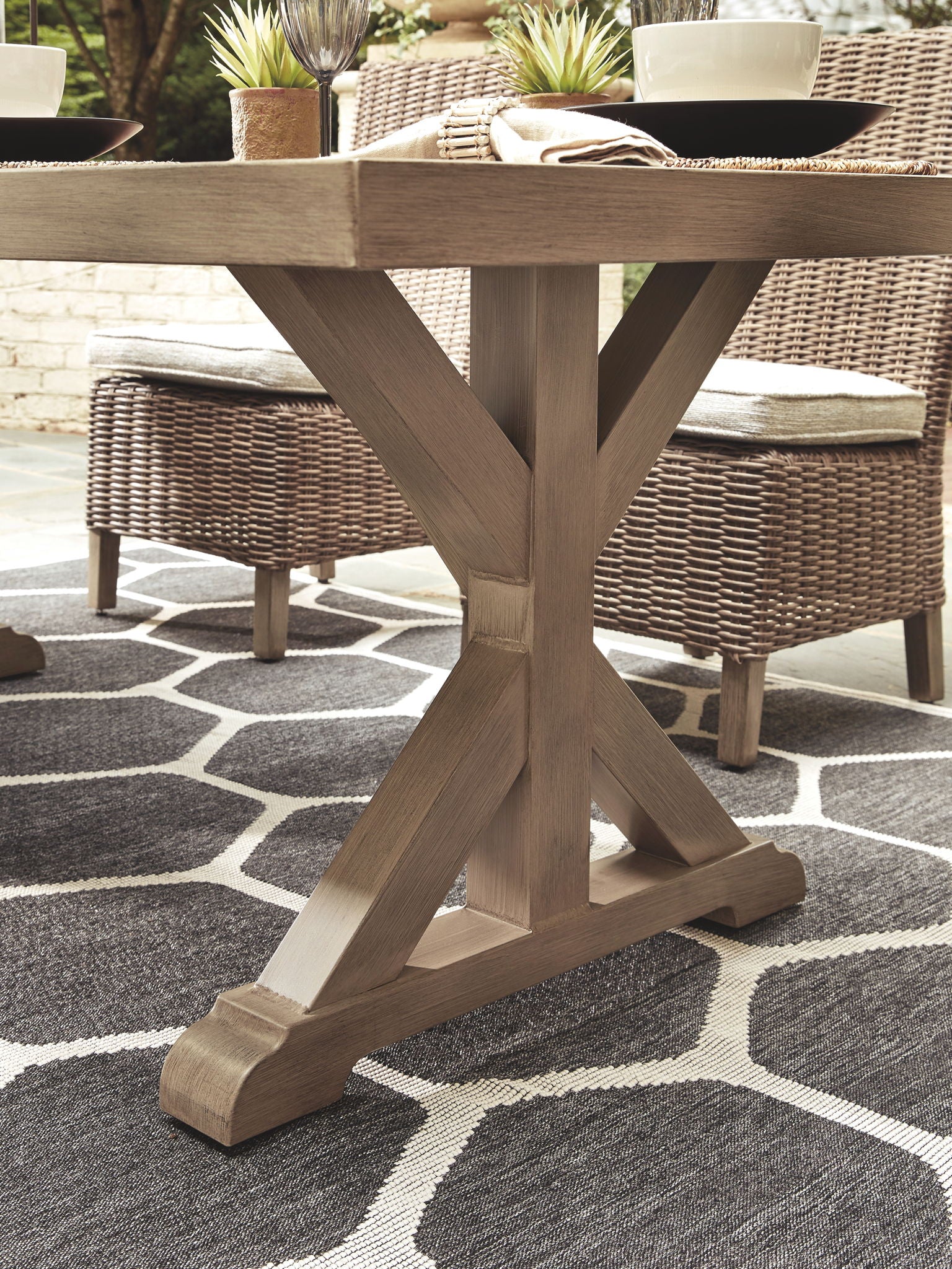 Beachcroft - Rect Dining Table W/Umb Opt - Hornell Furniture Outlet