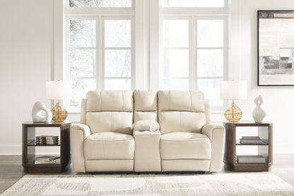 Dahlmoore - Almond - Dbl Power Reclining Loveseat With Console - Hornell Furniture Outlet
