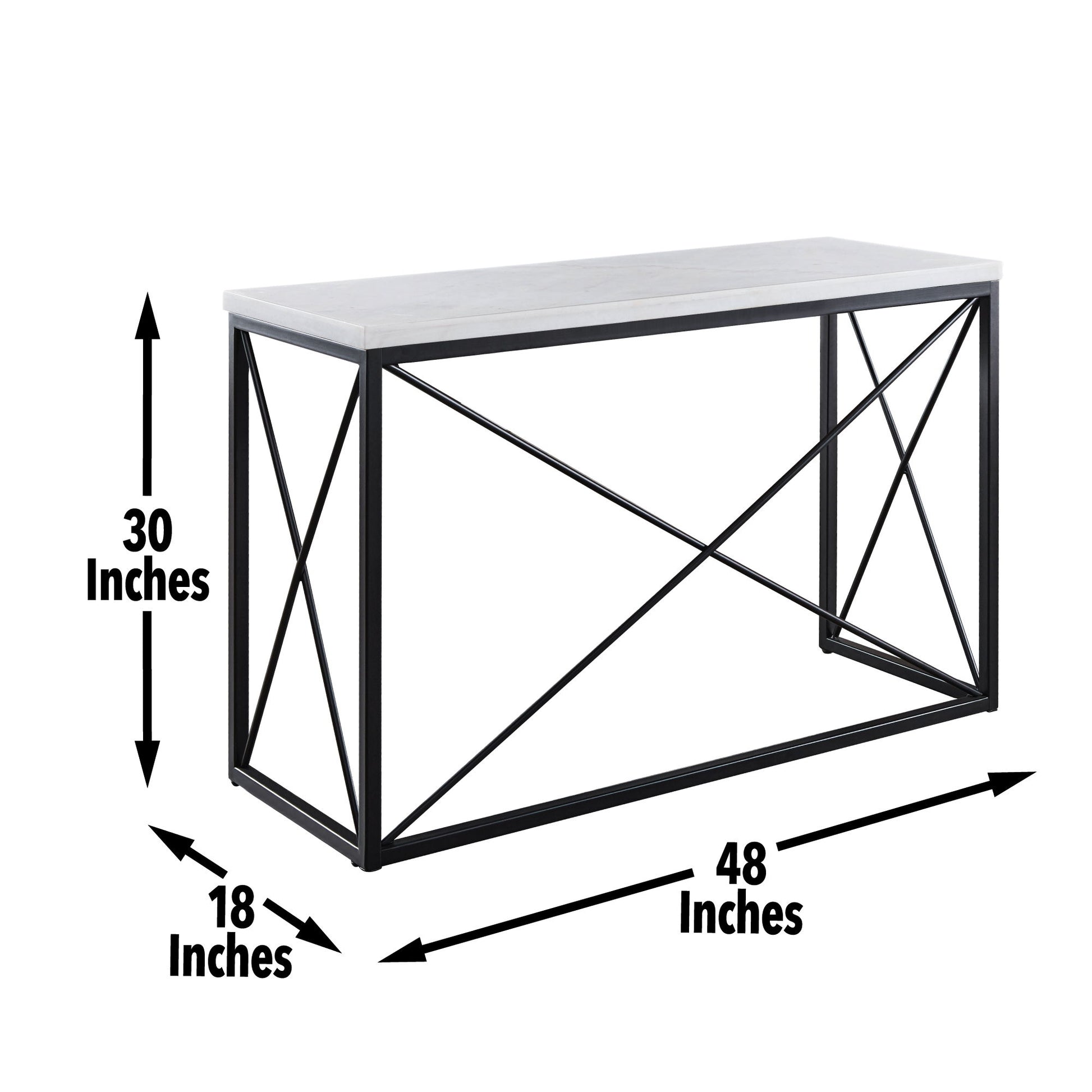 Skyler - White Marble Top Rectangular Sofa Table - White - Hornell Furniture Outlet