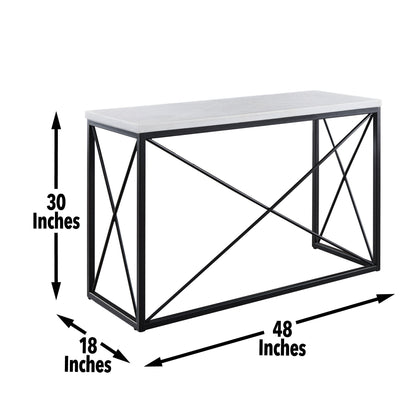Skyler - White Marble Top Rectangular Sofa Table - White - Hornell Furniture Outlet