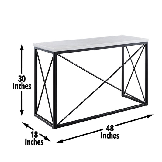 Skyler - White Marble Top Rectangular Sofa Table - White - Hornell Furniture Outlet