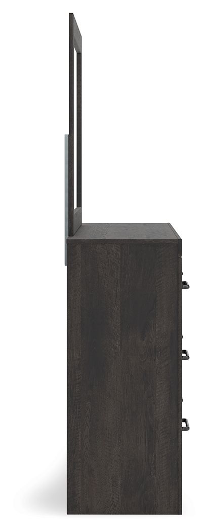 Hollivern - Dark Gray - Dresser And Mirror - Hornell Furniture Outlet