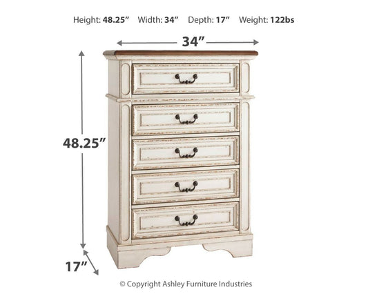 Realyn - Chipped White - Chest - Hornell Furniture Outlet