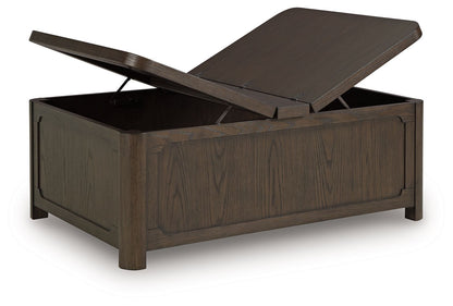 Breckington - Dark Brown - Cocktail Table With Storage - Hornell Furniture Outlet
