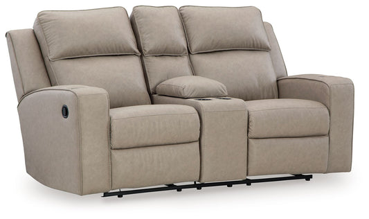 Lavenhorne - Pebble - Dbl Rec Loveseat W/Console - Hornell Furniture Outlet