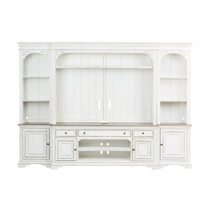 Magnolia Manor - Entertainment Center With Piers - White - Hornell Furniture Outlet