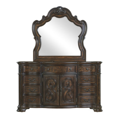 Royale - Dresser & Mirror - Dark Brown - Hornell Furniture Outlet