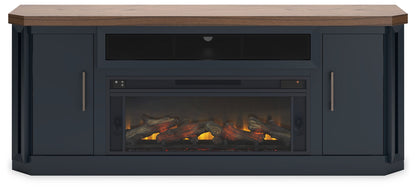 Landocken - Two - tone - 83" TV Stand With Electric Fireplace - Hornell Furniture Outlet