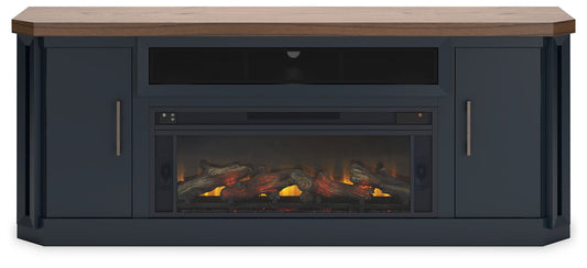 Landocken - Two - tone - 83" TV Stand With Electric Fireplace - Hornell Furniture Outlet