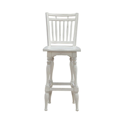 Magnolia Manor - Spindle Back Swivel Bar Stool - Antique White & Weathered Bark - Hornell Furniture Outlet