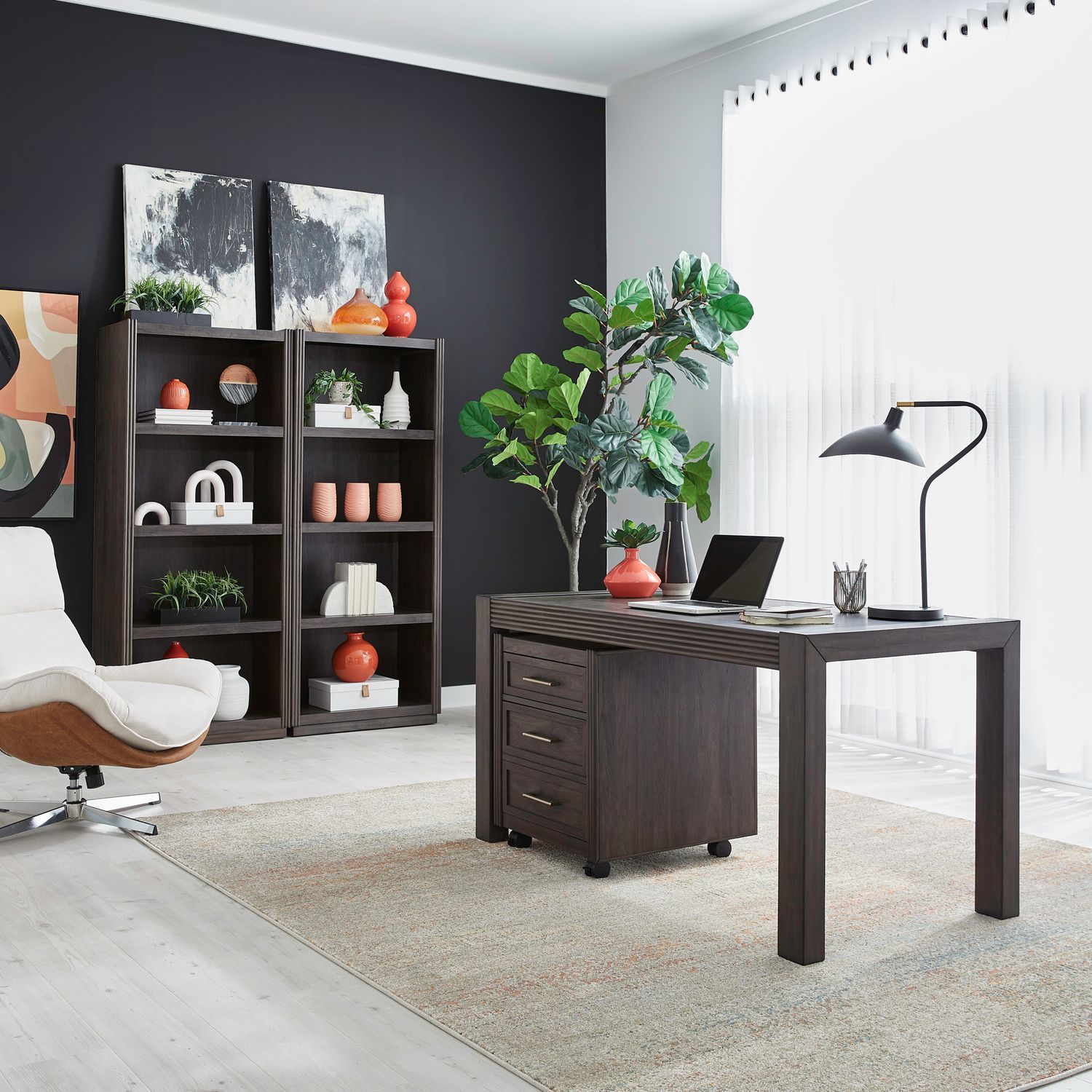 Modern Edge - 4 Piece Desk Set - Caffe - Hornell Furniture Outlet