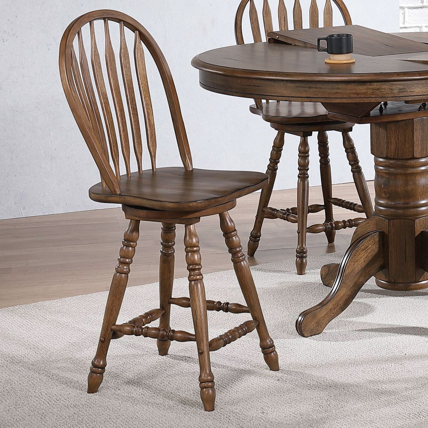Carolina Crossing - Windsor Swivel Counter Chair - Brown - Hornell Furniture Outlet