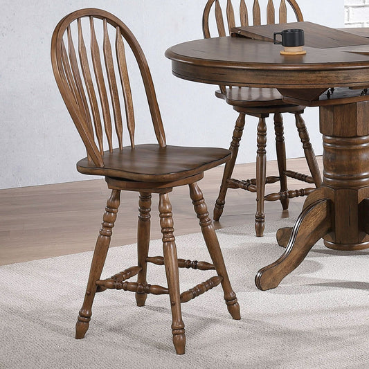 Carolina Crossing - Windsor Swivel Counter Chair - Brown - Hornell Furniture Outlet