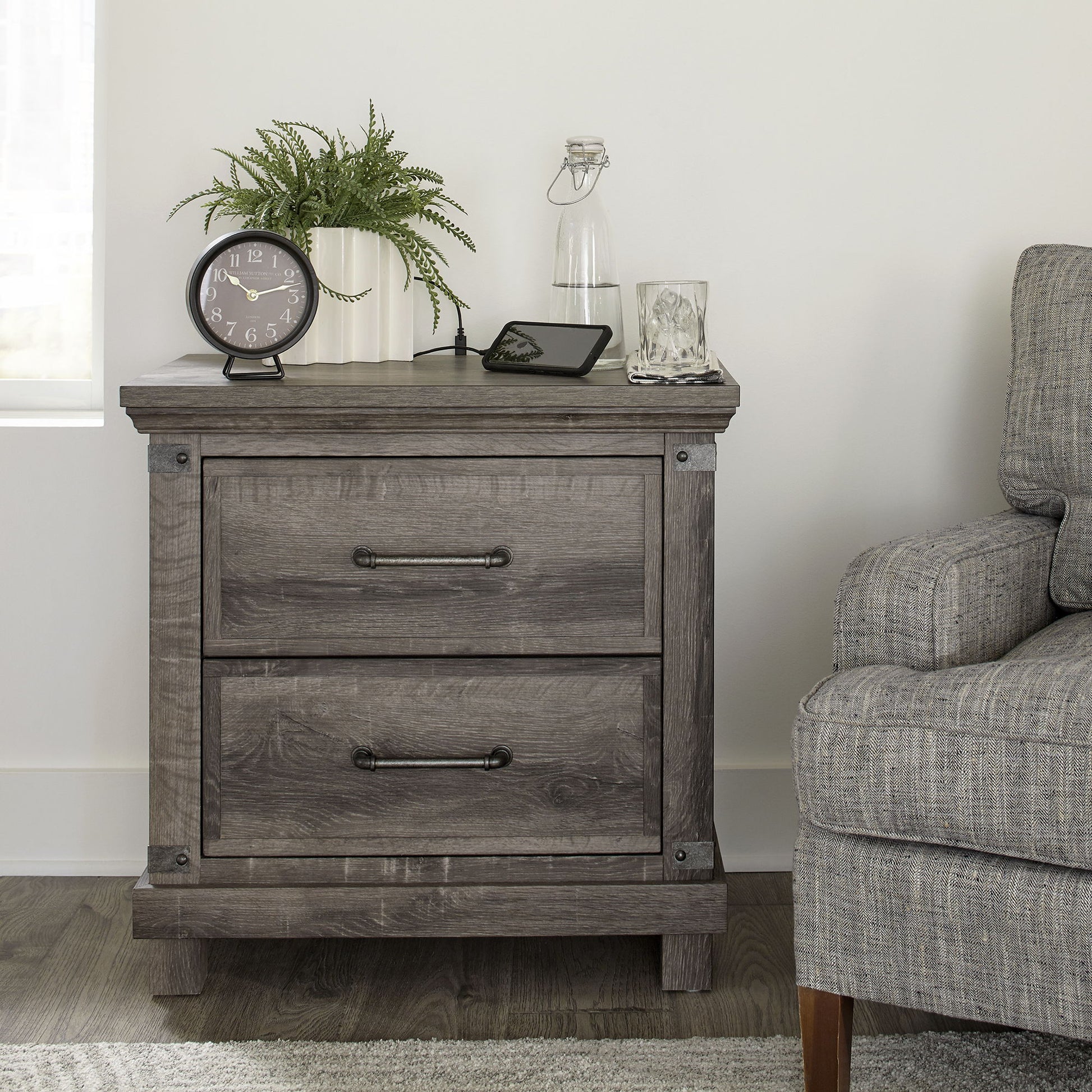 Lakeside Haven - Nightstand With Charging Station - Dark Brown - Hornell Furniture Outlet