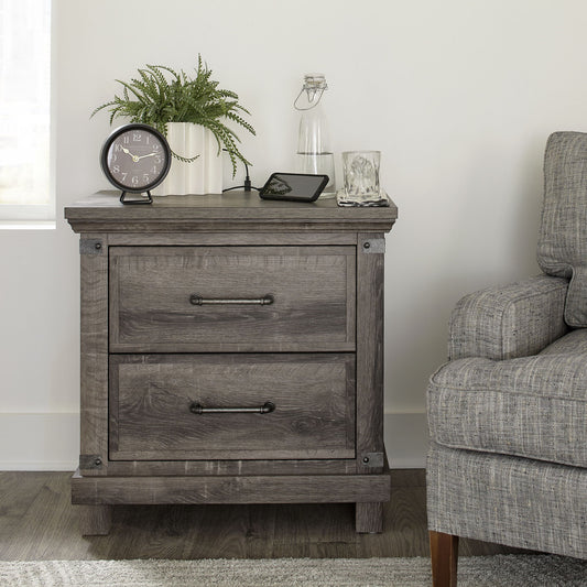 Lakeside Haven - Nightstand With Charging Station - Dark Brown - Hornell Furniture Outlet