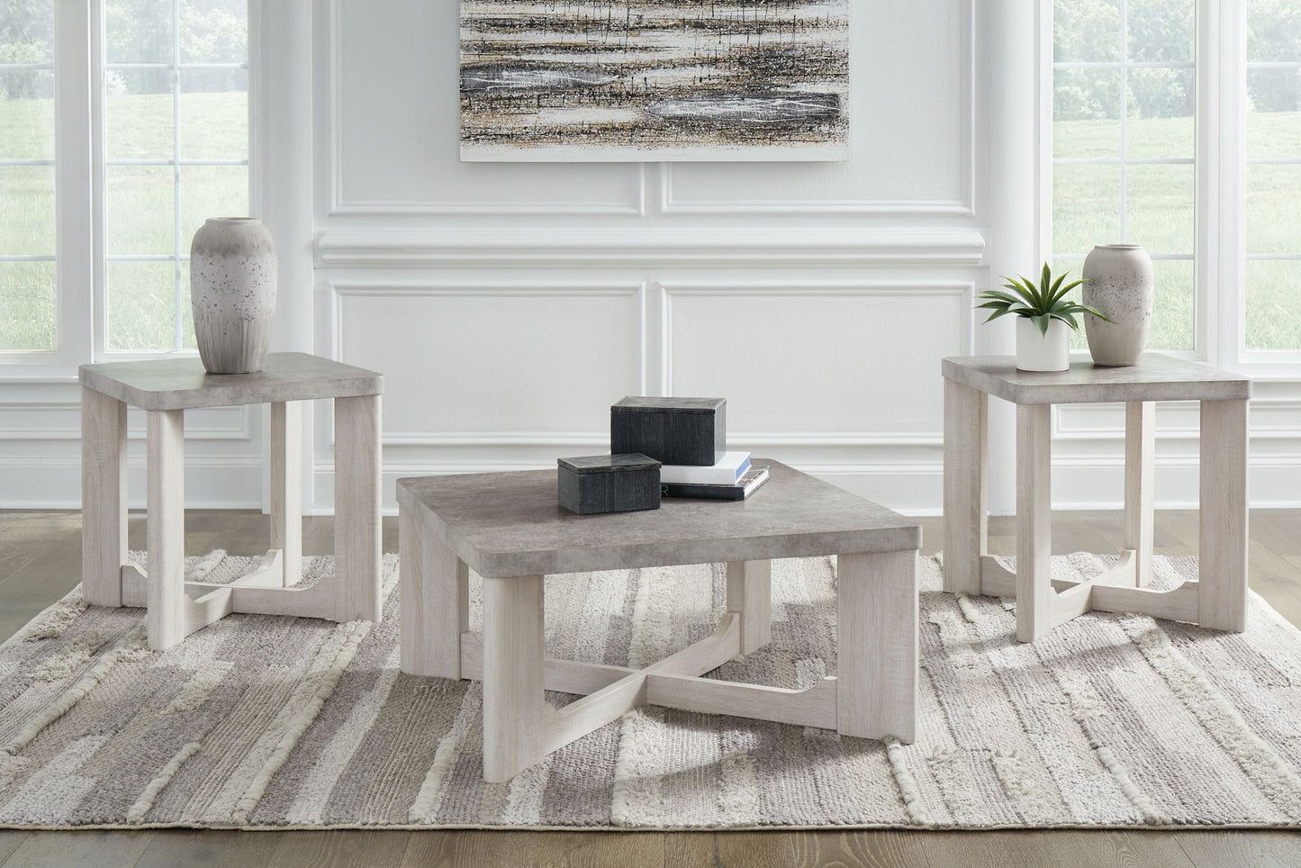 Garnilly - Whitewash - Occasional Table Set (Set of 3) - Hornell Furniture Outlet
