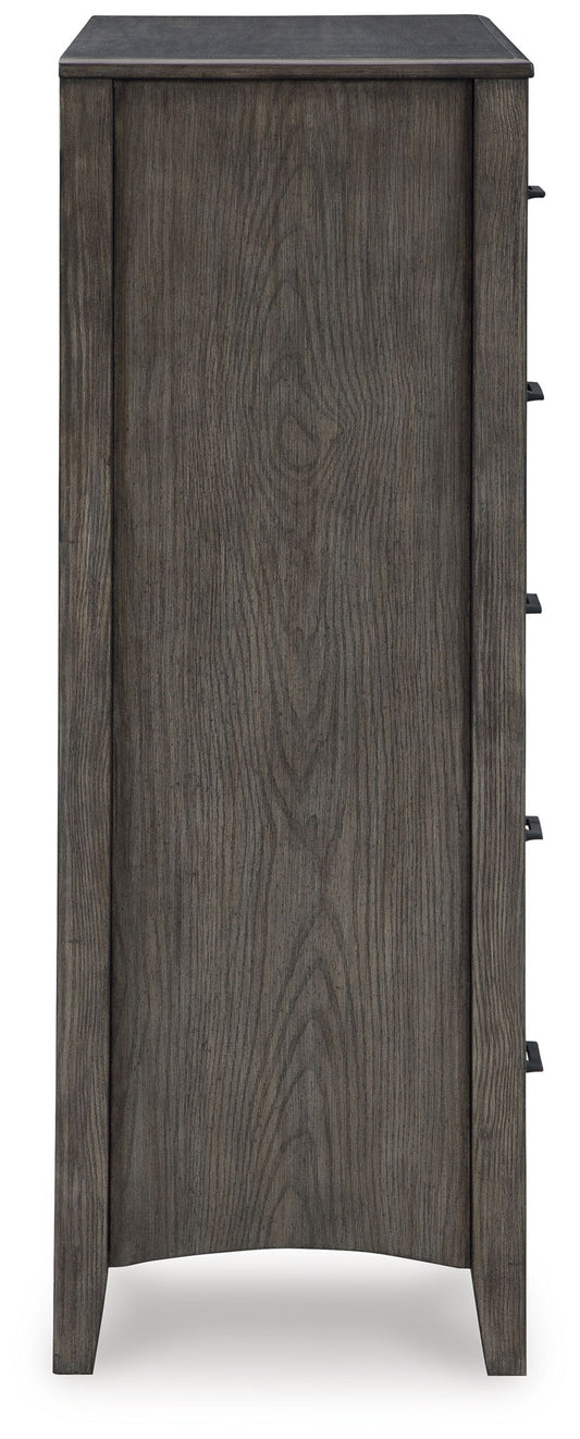 Montillan - Grayish Brown - Five Drawer Chest - Hornell Furniture Outlet