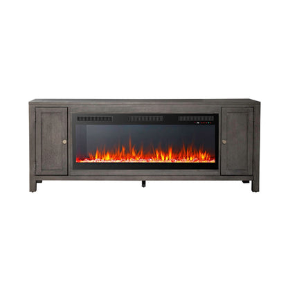 Fireplace TV Consoles - 406 78" Console With Fire FTS - Brown - Hornell Furniture Outlet