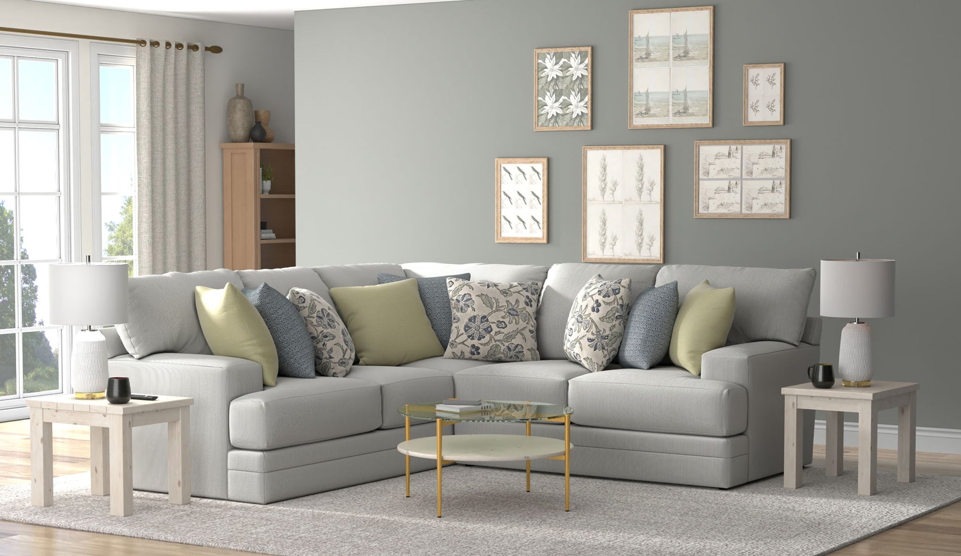 Stockbridge - Sectional With Comfort Coil Seating And 9 Accent Pillows Included - Hornell Furniture Outlet