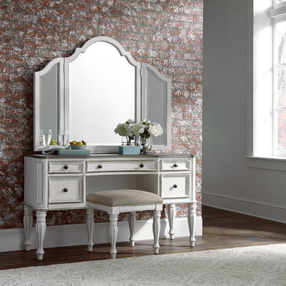 Magnolia Manor - Vanity Stool - White - Hornell Furniture Outlet