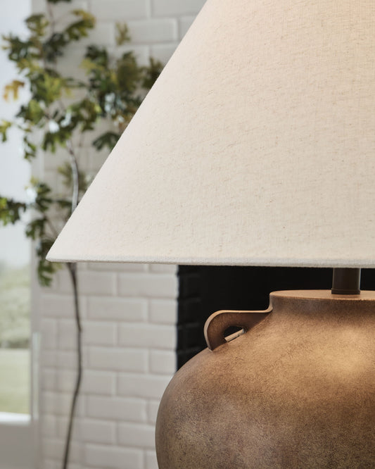 Ferrilby - Poly Table Lamp - Antique Beige - Hornell Furniture Outlet