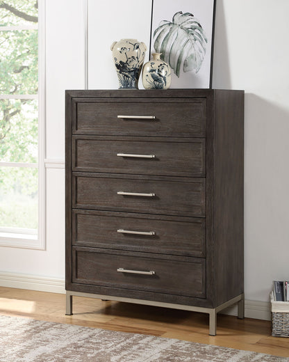 Broomfield - 5 - Drawer Chest - Brown - Hornell Furniture Outlet