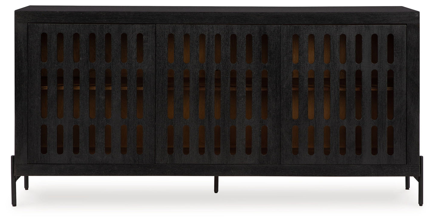 Vallisburg - Black / Natural - Accent Cabinet - Hornell Furniture Outlet
