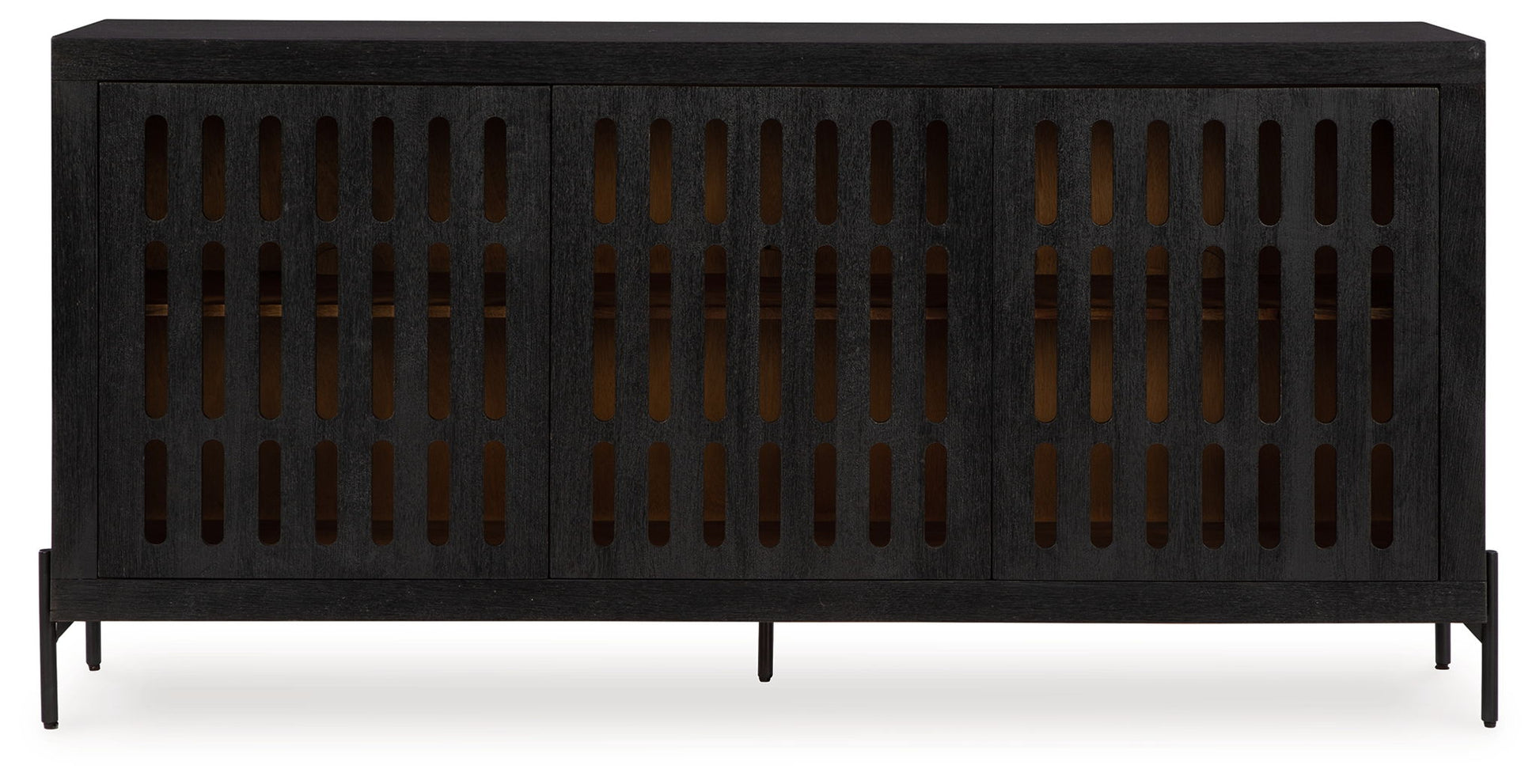 Vallisburg - Black / Natural - Accent Cabinet - Hornell Furniture Outlet