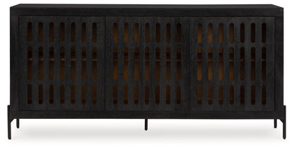 Vallisburg - Black / Natural - Accent Cabinet - Hornell Furniture Outlet