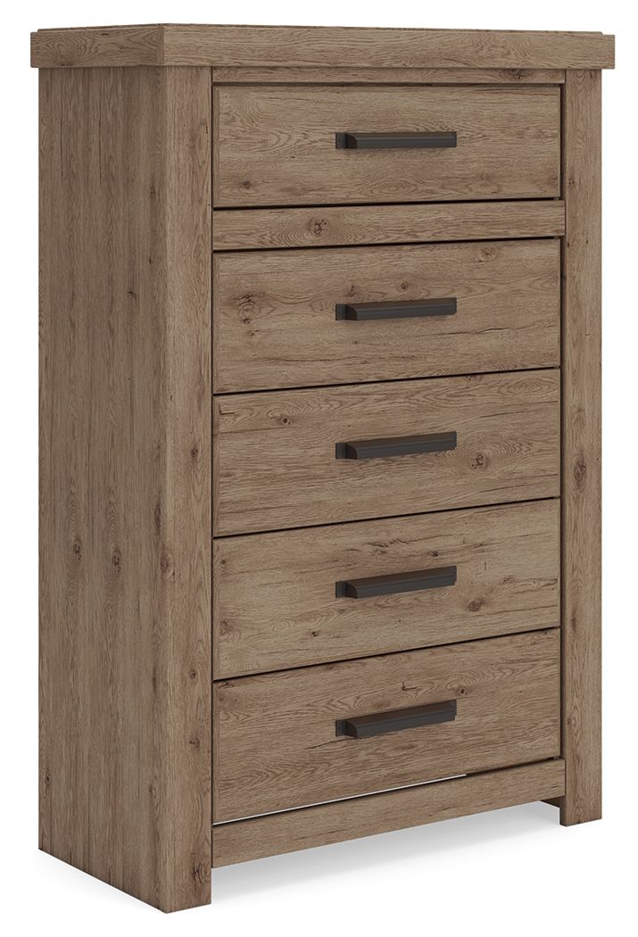 Oliandon - Five Drawer Chest - Light Brown - Hornell Furniture Outlet