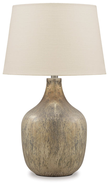 Mari - Glass Table Lamp - Gray / Gold Finish - Hornell Furniture Outlet