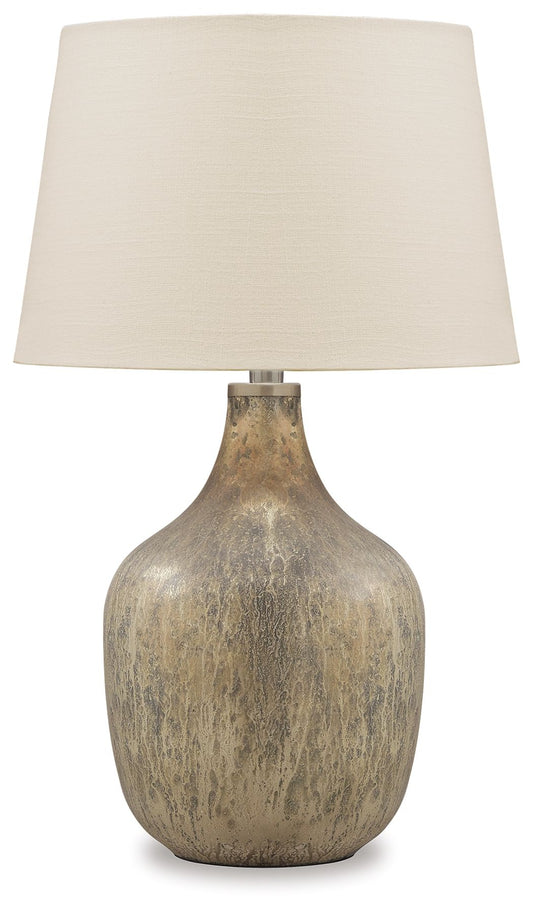 Mari - Glass Table Lamp - Gray / Gold Finish - Hornell Furniture Outlet