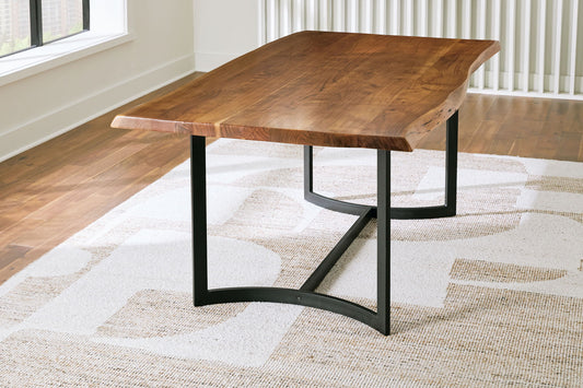 Fortmaine - Brown / Black - Rectangular Dining Room Table - Hornell Furniture Outlet