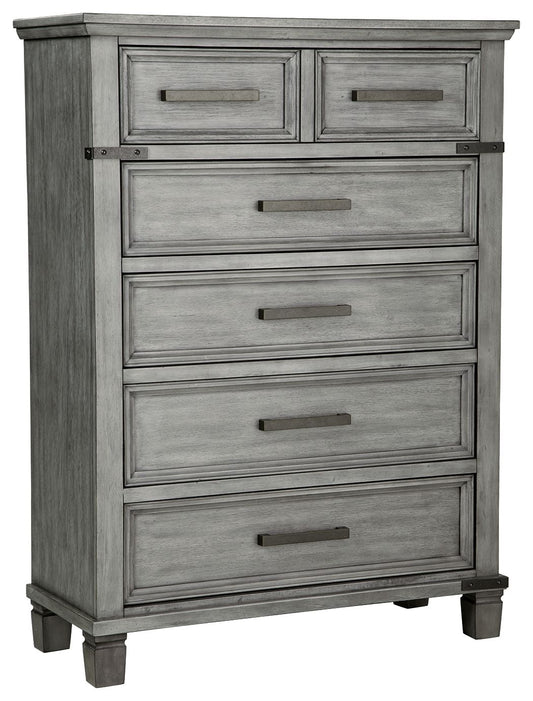 Russelyn - Gray - Five Drawer Chest - Hornell Furniture Outlet