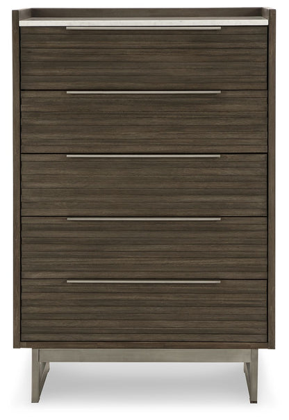 Arkenton - Grayish Brown / White - Five Drawer Chest - Hornell Furniture Outlet