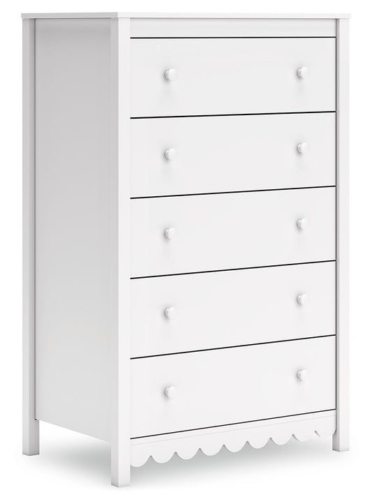 Hallityn - White - Five Drawer Chest - Hornell Furniture Outlet