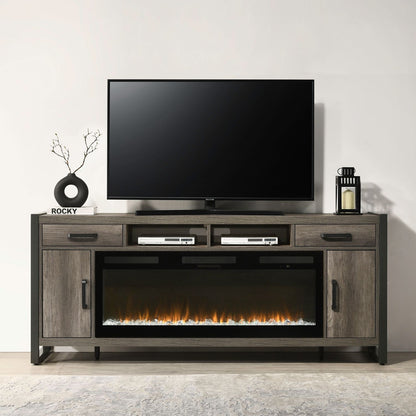 Fireplace TV Consoles - 686 78" Console With Fire FTS - Brown - Hornell Furniture Outlet