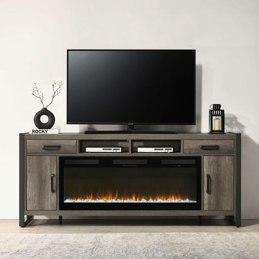 Fireplace TV Consoles - 686 78" Console With Fire FTS - Brown - Hornell Furniture Outlet