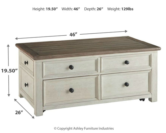 Bolanburg - White / Brown / Beige - Lift Top Cocktail Table - Hornell Furniture Outlet
