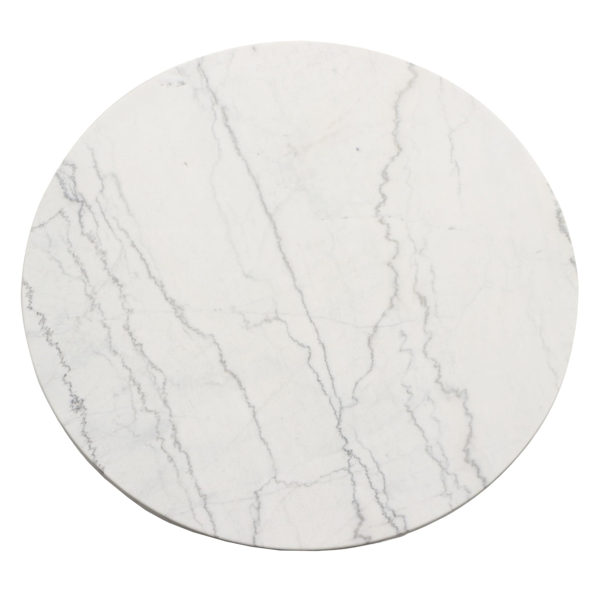 Xena - White Marble Top Round Table - Black - Hornell Furniture Outlet